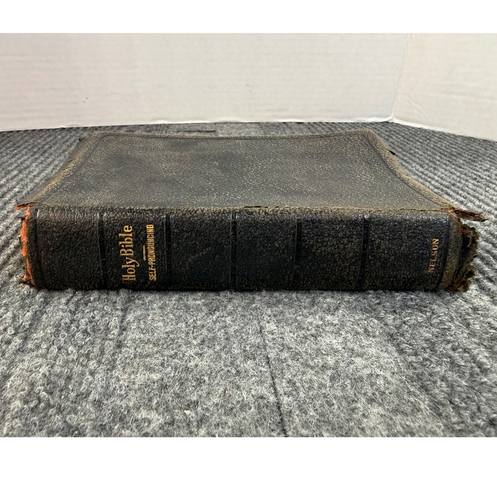 Antique Thomas Nelson Holy Bible 1925 Inscription Leather Thumb Index KJV